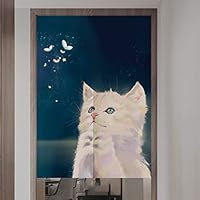 のれん目隠し 壁飾り 猫と花 縦147×横87.5cm ベージュ のれん目隠し 壁飾り 猫と花 縦147×横87.5cm ベージュ